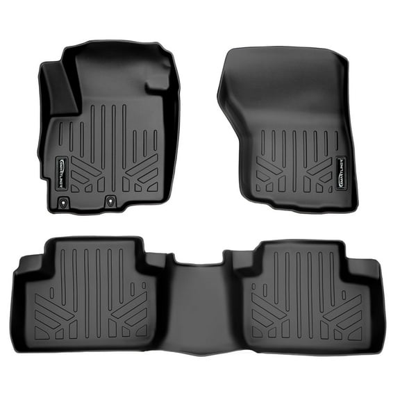 SMARTLINER Custom Fit Floor Mats 2 Row Liner Set Black Compatible With 2011-2021 Mitsubishi Outlander (No Outlander Sport Models)