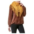 thumbnail image 1 of Women Scarf Tassel Solid Color Autumn Triangular Warm Shawl Cold Weather Cape Casual Hollow DIY Outerwear Decoration Wraps Yellow, 1 of 7