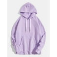 thumbnail image 2 of Doomiva Men's Loose Hoodie Hip Hop Long Sleeve Unisex Sweatshirt Pocket Drop Shoulder Pullovers Top Light Purple XL, 2 of 3