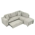 thumbnail image 5 of 86.6" Sectional Sofa L-shaped Sofa Couch Pull-out Sofa Bed with a Movable Ottoman, Two USB Ports and Two Cup Holders for Living Room (Grey), 5 of 12