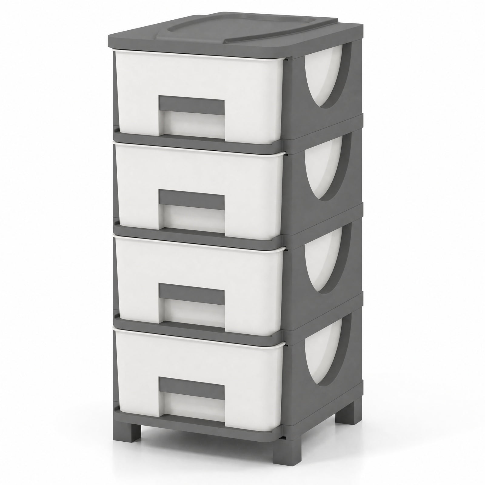Furnibear Plastic Storage Organizer with Compact Drawer Cabinet Side Table for Bedroom for Bedroom Closet Living Room Nursery Clothes Storage, Gray