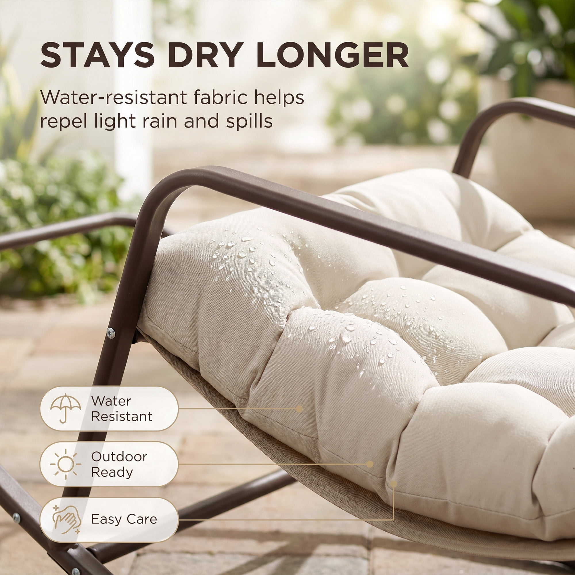 RADIATA Oversize Rocking Chair with Cushion & Footrest, Indoor Outdoor Rocking Chair Recliner, 430 lbs Capacity, Beige