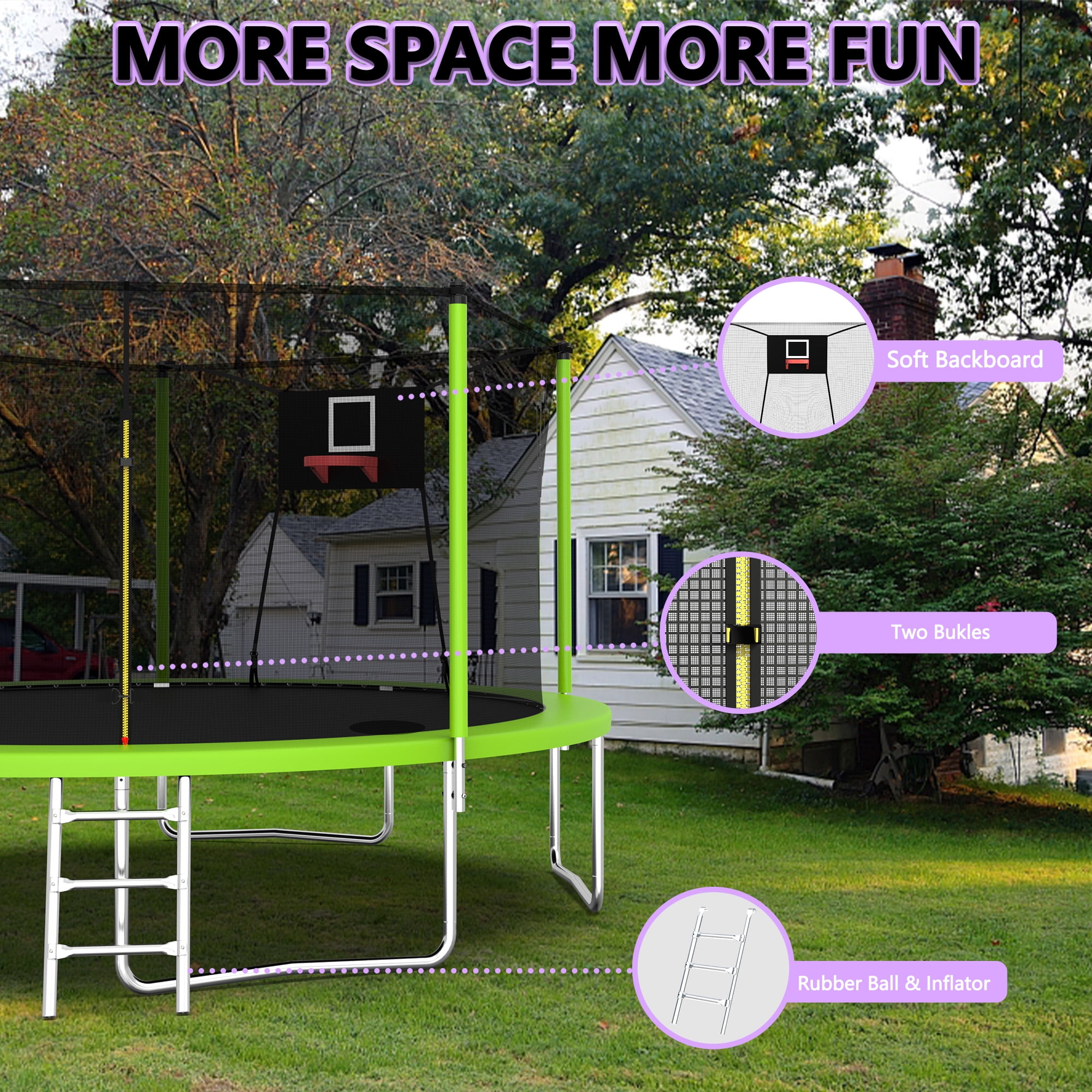 EUROCO 14FT Trampoline with Basketball Hoop & Enclosure, 2000lbs 10FT 12FT 14FT 15FT Trampoline for Kids and Adults, Outdoor Backyard Trampoline