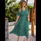 thumbnail image 4 of Vestido Corto de Corte A con Escote en V, Corta, Volantes y Dobladillo para Mujer, Talla Grande Azul y Verde XL, 4 of 10