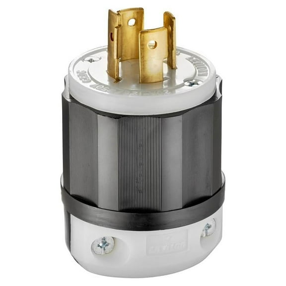 2-PK Leviton 20 Amp 125/250-Volt Locking Plug, Black and White 2411-CS