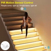 Motion Sensor Stair Light for Indoor, 47.2Long Cuttable LED Strip Lights Indoor with Remote, Step by Step Control Motion Activated Stair Lights Kit with Main Wire & Daylight Sensor (16 Stairs,3000K)