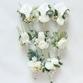 thumbnail image 2 of White Corsage Wrist Flower Set,  Artificial Hand Flower, Bridesmaids Wrist Flower, Men Boutonniere for Wedding Supplies, Homecoming (Style 4), 2 of 7