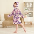 thumbnail image 4 of FORMRS Niños Bathrobe Unisex Hooded Robe Soft Plush Pajamas Sleepwear, Size 10-12T, Purple Wave Pattern, 4 of 7
