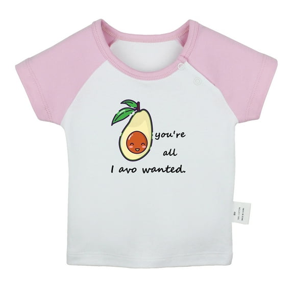 iDzn You're All I Avo Wanted Funny T shirt For Baby, Newborn Babies T-shirts, Infant Fruit Avocado Tops, 0-24M Kids Graphic Tees Clothing (Short Pink Raglan T-shirt, 0-6 Months)