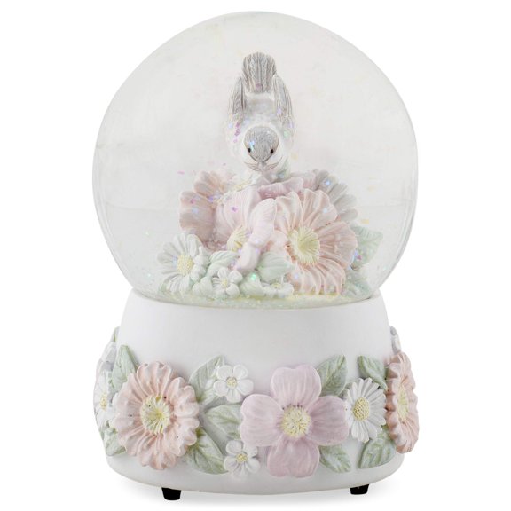 Chickadee Flowers Pastel Musical Snow Globe Plays Tune You Are My Sunshine