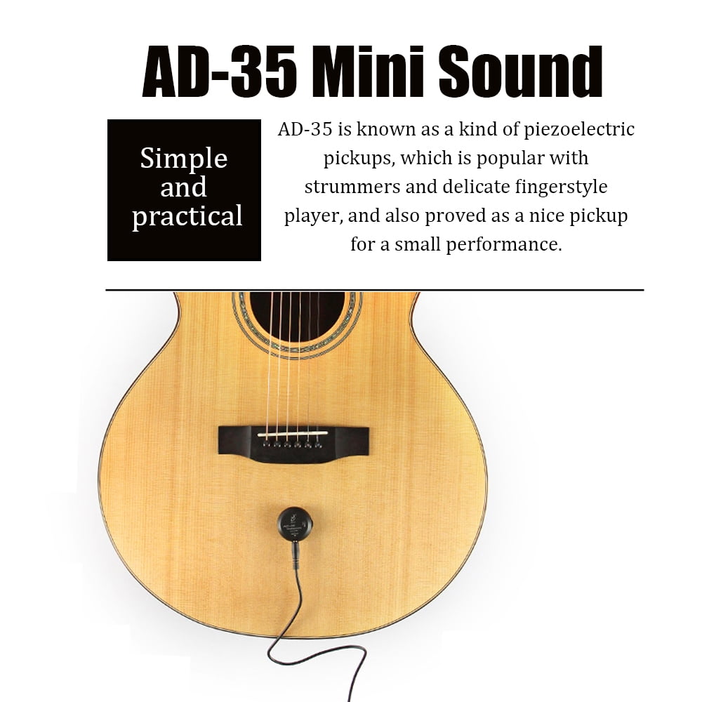 AD-35 Mini Pickup Amplificador Transductor Stick Piezo Pickup para Guitarra Acústica Ukelele Violín Violín Banjo Piezas de Guitarra