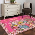 thumbnail image 3 of 3'x5' Area Rugs, Pink Spring Easter Indoor Outdoor Area Rug for Living Room Bedroom, Bunny Eggs Floral Botanical Washable Bathroom Rugs Kitchen Floor Carpet Mats Home Decor Aesthetic, 3 of 8