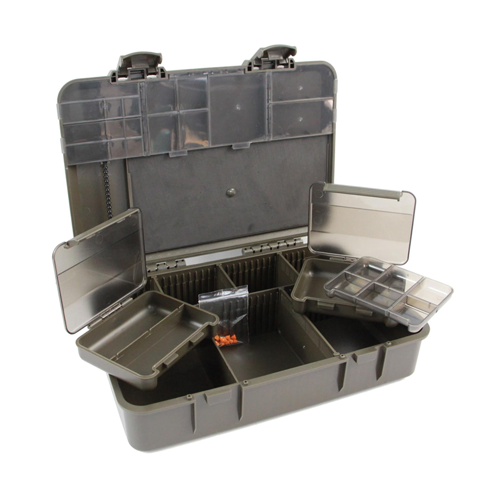 Wswqop Carp Fishing Tackle Box Multi Compartments Portable Outdoor Tackle Organizer for