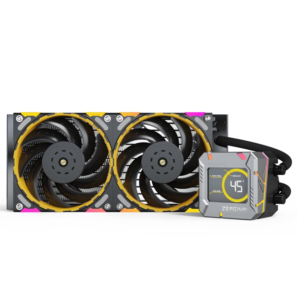 Electric fan,Water Pump Temperature Optimized Fan With Lcd 240mm Compatible Liquid Fan Cpu Cooler With Lcd Aura Sync Pwm900~2200rpm Temperature Screen Fan Sync 240mm Liquid Cpu