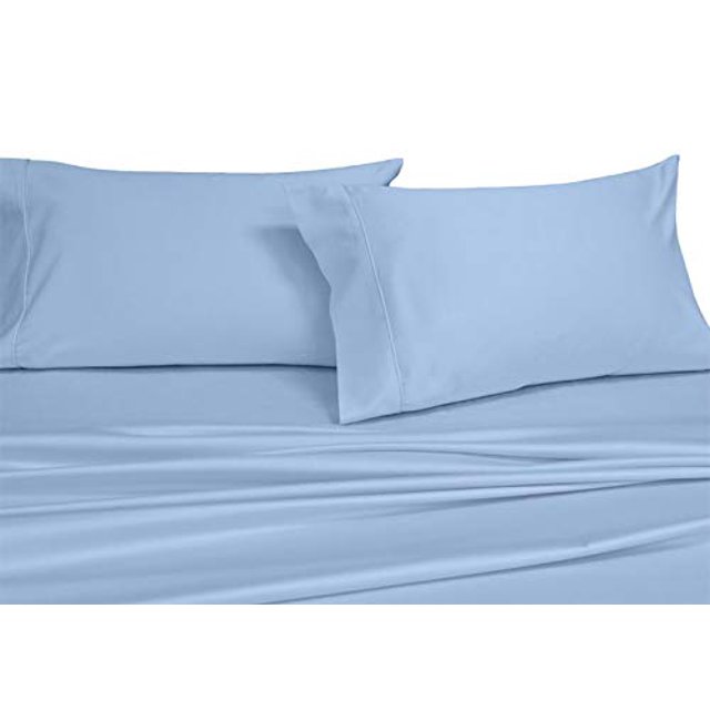 Royal Tradition Solid 600-Thread-Count, 100-Percent Cotton, 22-Inch Super Deep Pocket California King Bed Sheets Set, Blue