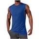 thumbnail image 2 of pstuiky Camiseta sin mangas para hombre, Camiseta deportiva de color liso de alta elasticidad para hombre, cuello redondo, sin mangas, para fitness y musculación. Camisas para hombres m, 2 of 6