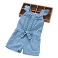 thumbnail image 3 of Kids Baby Girl Ruffle Denim Jumpsuit Outfits Toddler Summer Clothes, 3 of 9