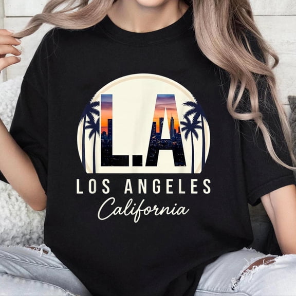100% Cotton Retro LA Los Angeles California Graphic T-Shirt