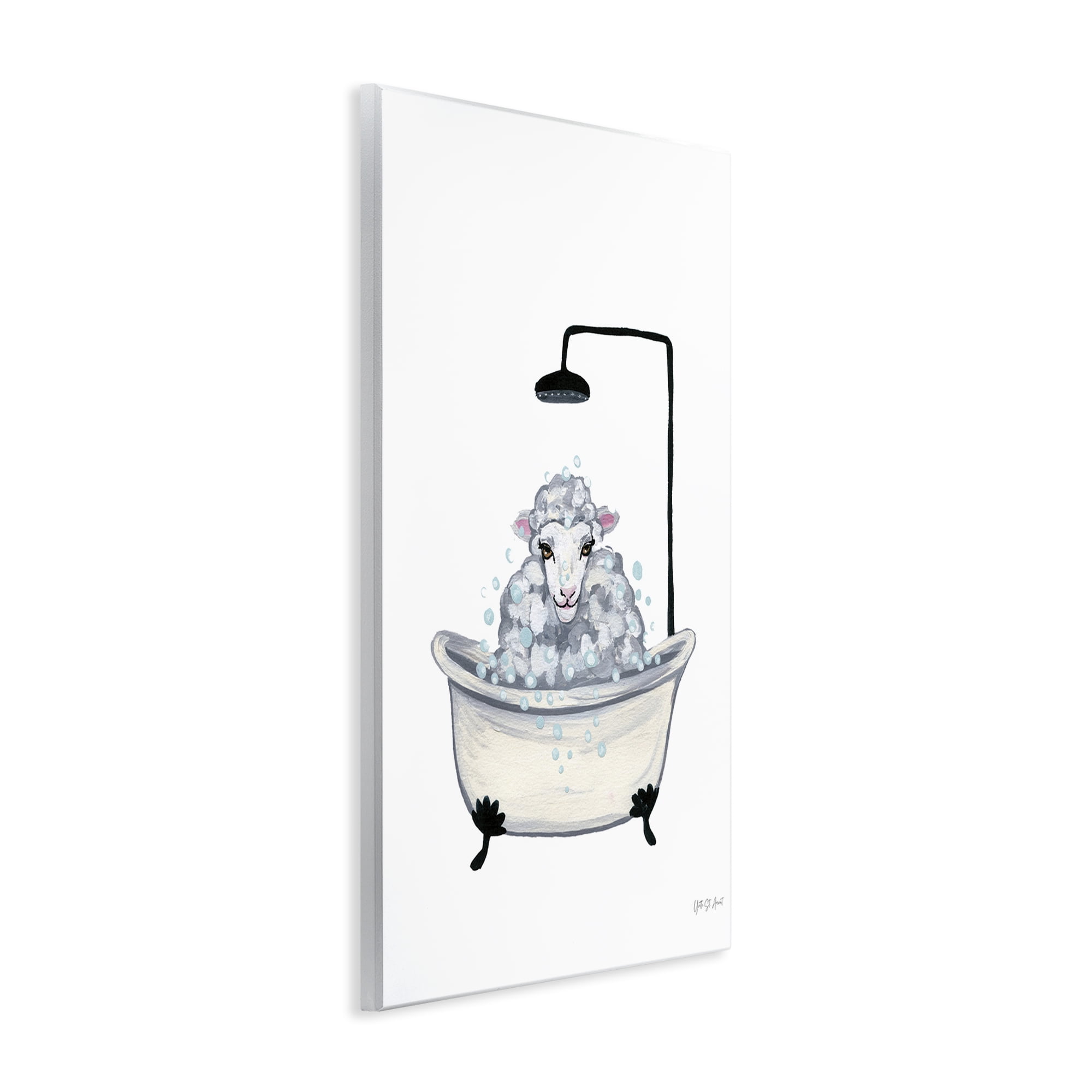 Stupell Industries Farm Sheep Bathtub Typography Painting Unframed Art Print Wall Art, 10 x 15