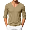 thumbnail image 2 of HAOTAGS Men’s Athletic Long Sleeve T-shirts V-Neck Quick Dry Mesh Pullover Shirt Khaki Size M, 2 of 10