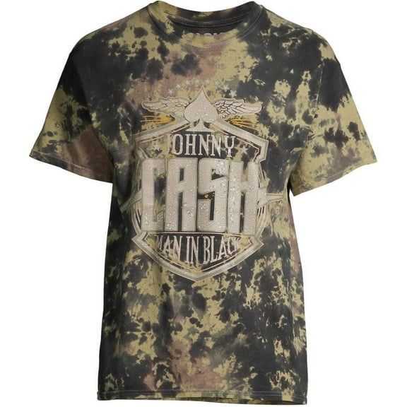 Johnny Cash Men's Officially Licensed Tie Dye Vintage Man In Black Graphic Tee T-Shirt (Small, Black Multi Tie Dye)