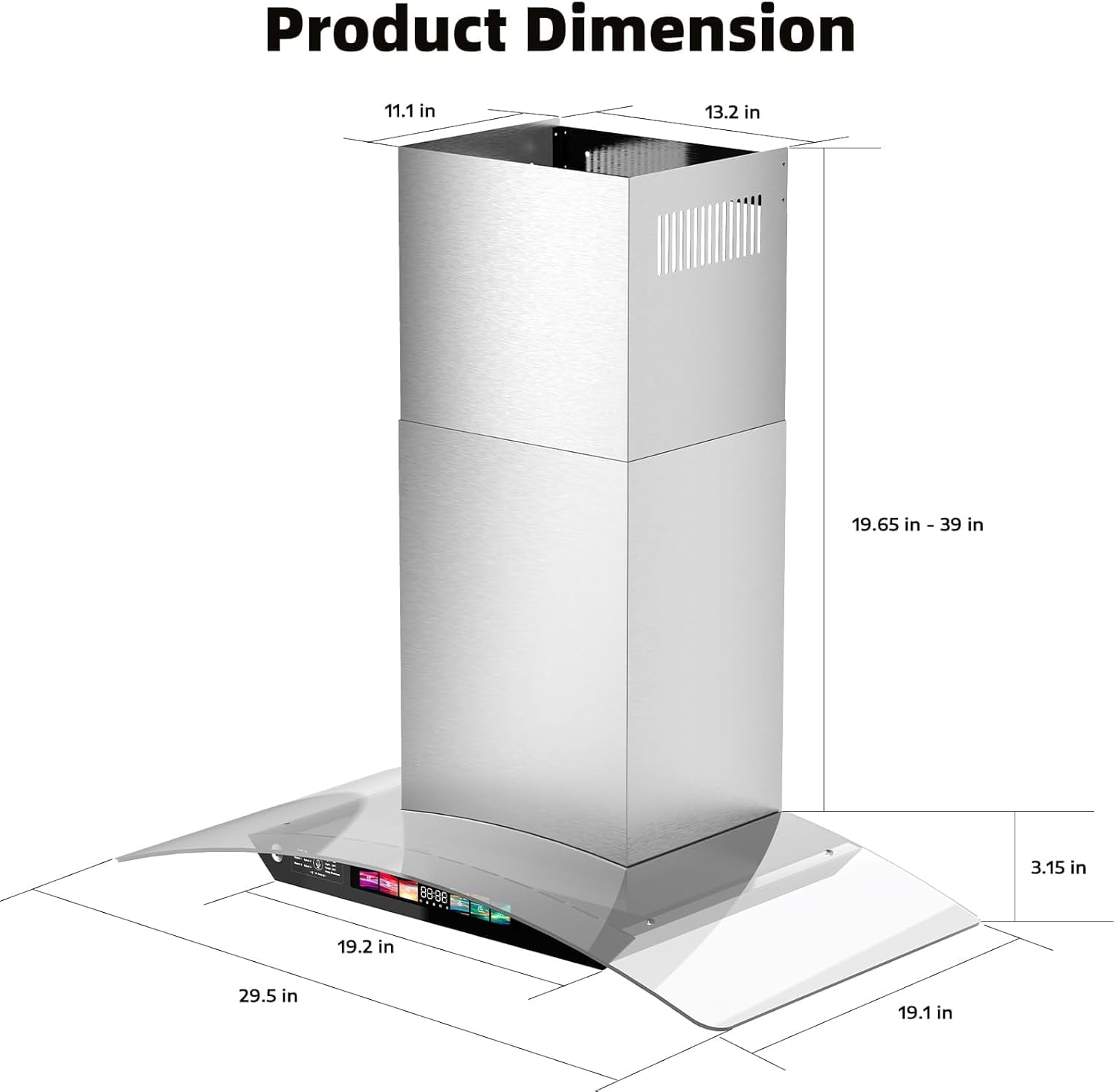 30 inch Wall Mount Range Hood Tempered Glass 900 CFM, Voice/Gesture/Touch Control, Stainless Steel Kitchen Hood Vent with 4 Speed Exhaust Fan, Adjustable Lights, Memory Mode