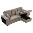 thumbnail image 2 of Soges L-Shaped Sectional Sofa Bed with Side Shelf and 2 Stools, Reversible Sleeper Pull-Out Sofa Bed for Living Room, Charcoal Brown, 2 of 8