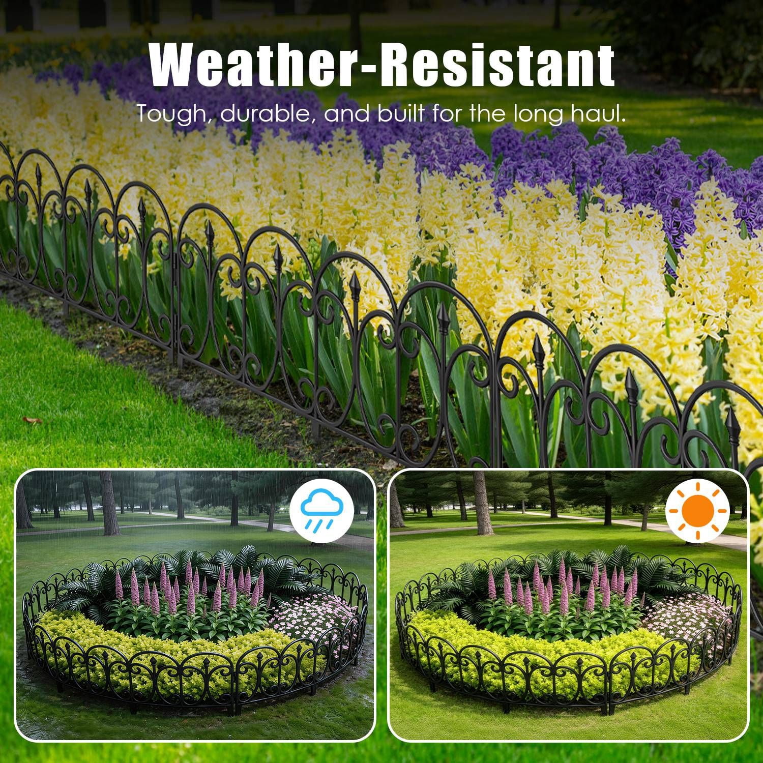 10 Pack Flexible Garden Edging, 19.3FT Interlocking PP Landscape Border with Angle Adjustable Panels, Weather Resistant No Dig Lawn Fence for Flower Bed Pathway Yard Decor