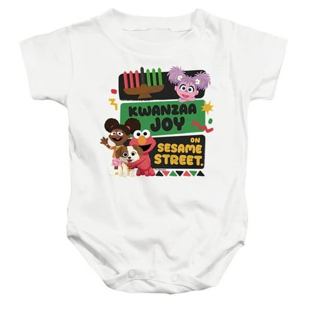 Sesame Street Kwanzaa Joy With Gabrielle And Elmo Unisex Infant Snap Suit for Baby, White, Small