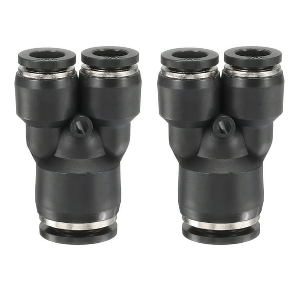 Uxcell 2pcs Push to Connect Fittings 1/2" Tube OD x 5/16" OD Push Lock Connector Black