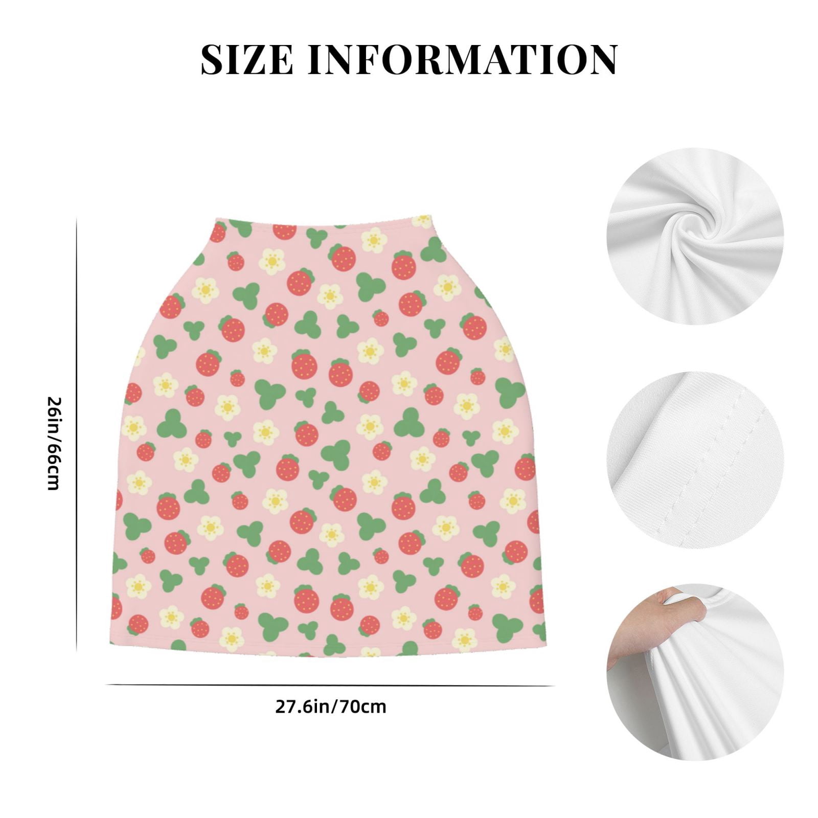 Fotbe Strawberry And Flowers Pattern Car Seat Covers for Babies, Nursing Breastfeeding Cover Infant Carseat Canopy, Soft Stretchy Carrier Cover
