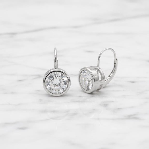 2Ct Round Cut Real Moissanite Diamond Hoop Earrings 14K White Gold Plated