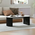 thumbnail image 2 of HOMCOM Coffee Table, Center Table with Marble-Effect Top, Black, 2 of 10