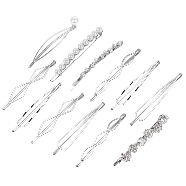 Juego de 12 horquillas para el pelo con perlas, horquillas geométricas para el pelo, horquillas de metal, joyería minimalista para peinar el cabello, pasadores para el pelo delicados para boda, acceso