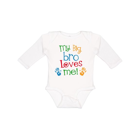 Inktastic My Big Bro Loves Me Little Brother Sister Boys or Girls Long Sleeve Baby Bodysuit