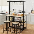 thumbnail image 1 of 42" Large Kitchen Island Bakers Rack Microwave Oven Stand Kitchen Shelf with 3 Tier Storage, Metal Coffee Bar Table,Kitchen Storage Shelf for Dining Living Room, 5 Hooks, 42"*28"*72", 1 of 9
