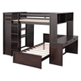 thumbnail image 5 of Full Size Loft Bed with a Stand-alone bed, Solid Wood Loft Bed Frame with Desk, Wardrobe, Storage Drawers and Shelves, L-Shaped Bunk Bed Full Size for Kids Teens Bedroom, Espresso, 5 of 8