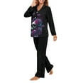 thumbnail image 3 of Garronmavis Skull Rose Women's Sleepwear Pajama Set Long Sleeve Pjs V Neck Notch Collar Sleepwear Soft Comfy Casual Lounge Set with Pockets, 3 of 7