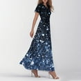 thumbnail image 3 of TQWQT Womens Maxi Floral Dresses Plus Size Spring Chiffon Dress V-neck Short Sleeve Casual Summer Tiered Dresses Wedding Guestes Dress Blue M, 3 of 5