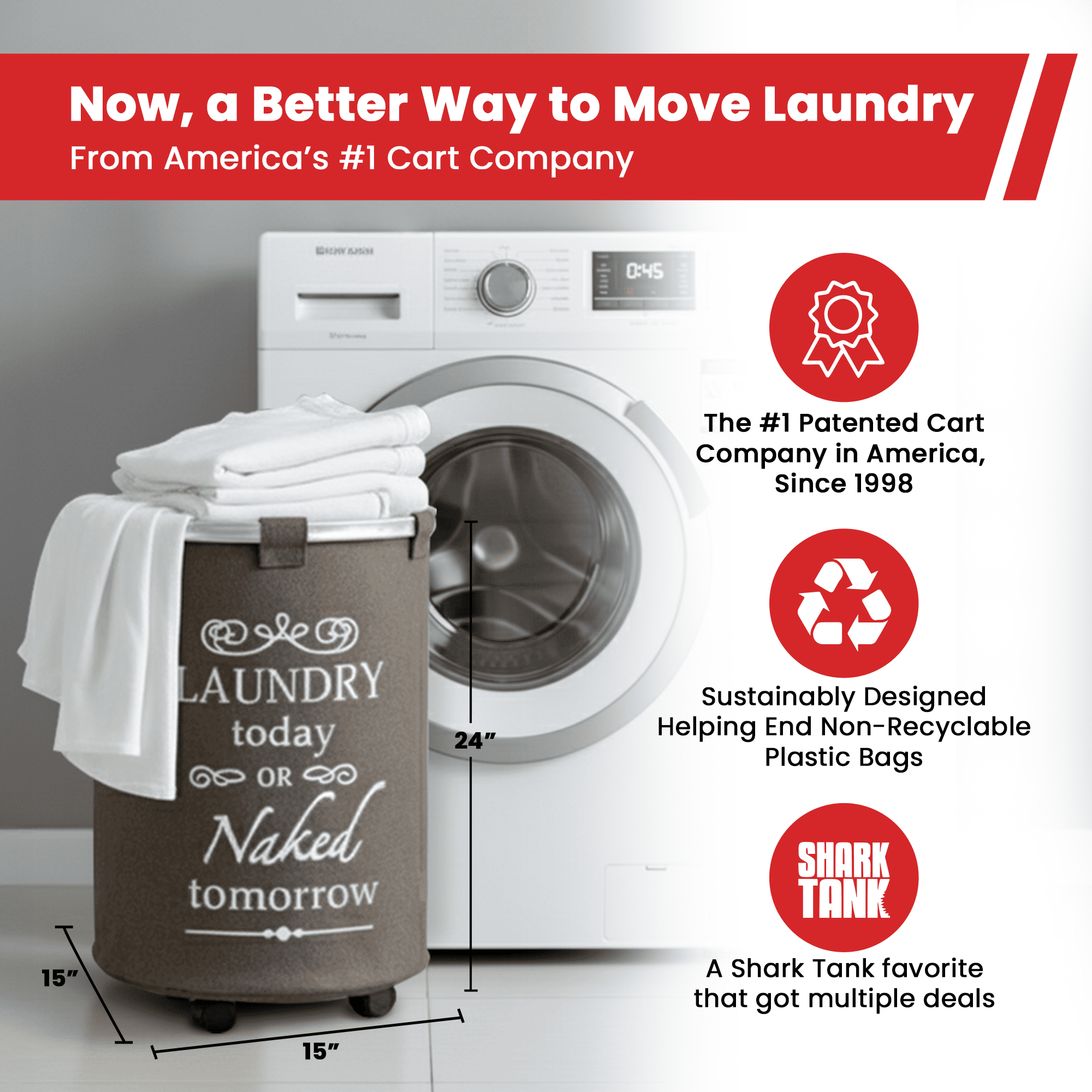 dbest products Laundry Trolley 360 Bag Hamper Basket Cart with Swivel Wheels Sorter, Brown