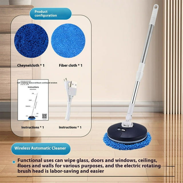 Kbndieu Machine à Laver Électrique Sans Fil pour Sol, Essuyage de Verre Sans Laisser de Traces, Tuyau en Acier Inoxydable Épaissi, Essentiels pour la Maison
