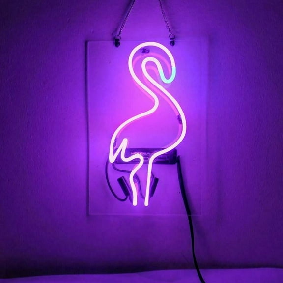 Queen Sense 14" Flamingo Neon Sign Acrylic Man Cave Handmade Neon Light 114FLAMINGOVC
