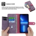 thumbnail image 2 of Nalacover Wallet Case for iPhone 14 Pro, [RFID Blocking] [Card Slots Holder] [Zipper Pocket] PU Leather Flip Folio Cover with Kickstand Magnetic Clasp Wrist Strap Case Men Women,Rose, 2 of 9
