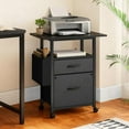 thumbnail image 2 of 2 Drawer File Cabinet with 24'' Extended Tabletop, Mobile Filing Cabinet, Rolling Vertical File Cabinet with Storage Bag, Printer Stand Fits A4/Letter Size, Fabric Drawer, Black, 2 of 9