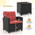 thumbnail image 3 of Gymax 3 PCS Patio Furniture Set w/Tempered Glass Coffee Table Washable Cushions Red, 3 of 10