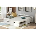 thumbnail image 3 of imerelez Extending Daybed with Trundle, Wooden Daybed with Trundle, White, 3 of 9