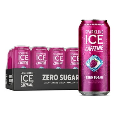Sparkling Ice  Caffeine Black Raspberry Sparkling Water with Caffeine, Zero Sugar, with Antioxidants and Vitamins,16 fl oz Cans (Pack Of 12)