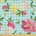 thumbnail image 2 of Ambesonne Floral Fabric by the Yard Upholstery, Pink Yellow Peonies Pattern, 1 Yard, Magenta and Olive Green, 2 of 5