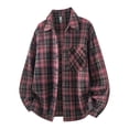 thumbnail image 4 of Cmfcve Men's and Big Men's Plaid Long Sleeve Button up Shirt Loose Fit Casual Fall Turn‑Down Collar Shirts with Chest Pocket, 4 of 7
