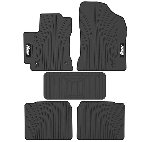Ikon Motorsports Floor Mats Compatible With 2014-2019 Toyota Corolla 4-Door Sedan, Latex Heavy Duty All Weather Season Car Auto Front Rear Carpets Liner 5PC Black